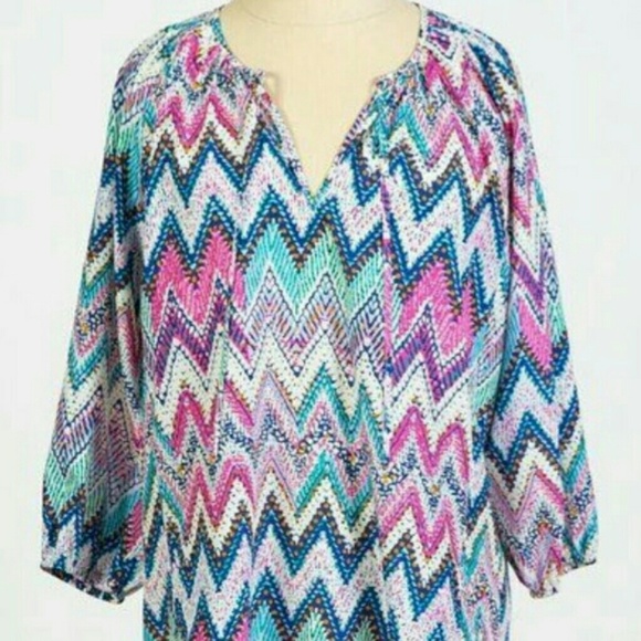 Loyal Hana Nursing Peasant Blouse Chevron-… - Picture 1 of 5